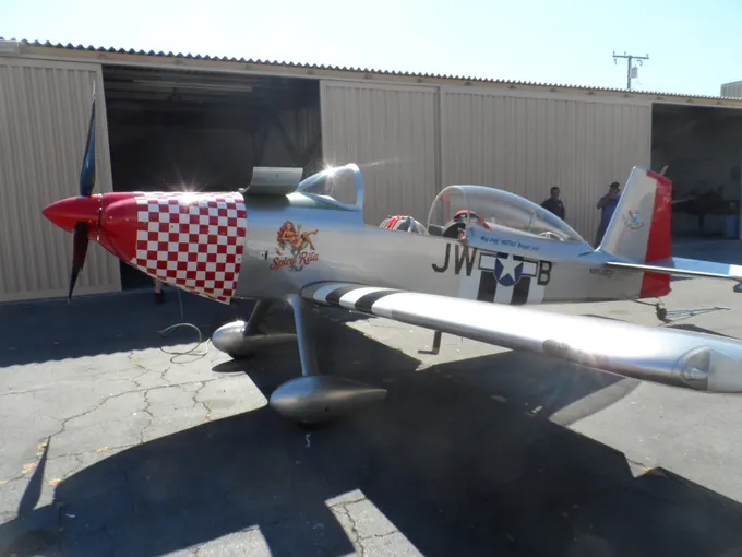 Custom red-and-silver vintage aircraft