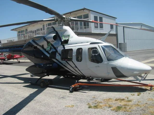 Custom-finished helicopter outside the hangar